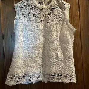 Nanette Lepore White Lace Sleeveless Blouse